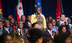 Mandela Washington Fellows at an event